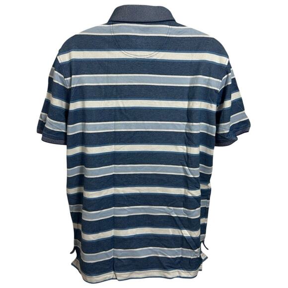 Men's IZOD Advantage Polo Shirt Sz L Blue White Striped Performance Stretch Golf - Picture 6 of 6